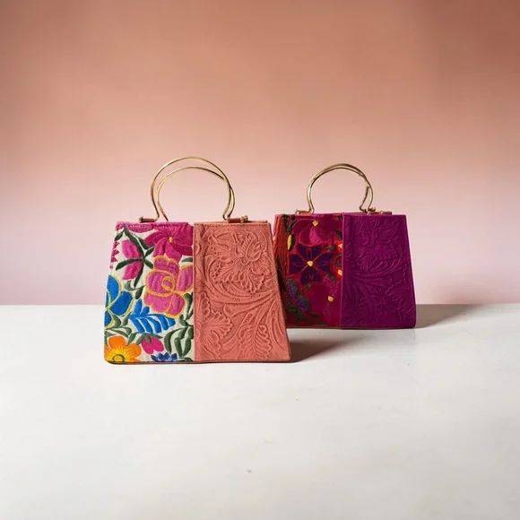 Elegant Floral Embossed Handbag - Picture 6 of 7